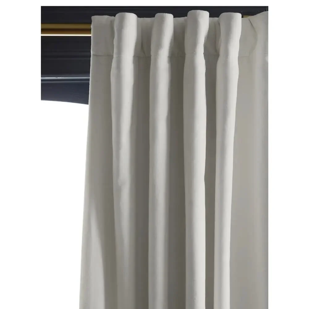 Quince Cotton Velvet True Blackout Curtain  Ivory Single Panel 48x96in NWT